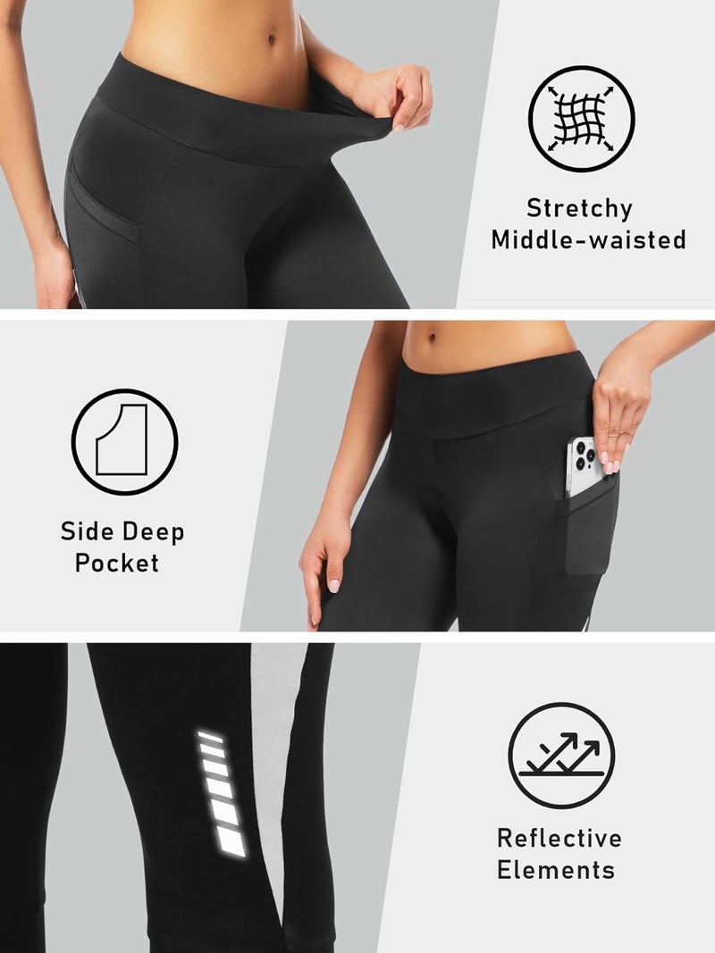 qualidyne Women's Bike Pants 4D Padded Cycling Capris Shorts 3/4 Bicycle Biking Tights with Pockets - Image 3